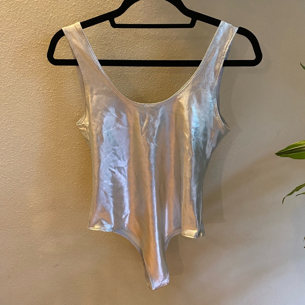 Silver, metallic bodysuit- never been worn